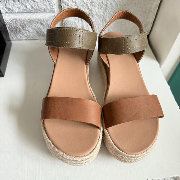 Sorel Women's Cameron Flatform Chunky Sandals Ankle Strap Olive Green Brown 10 - Picture 6 of 8